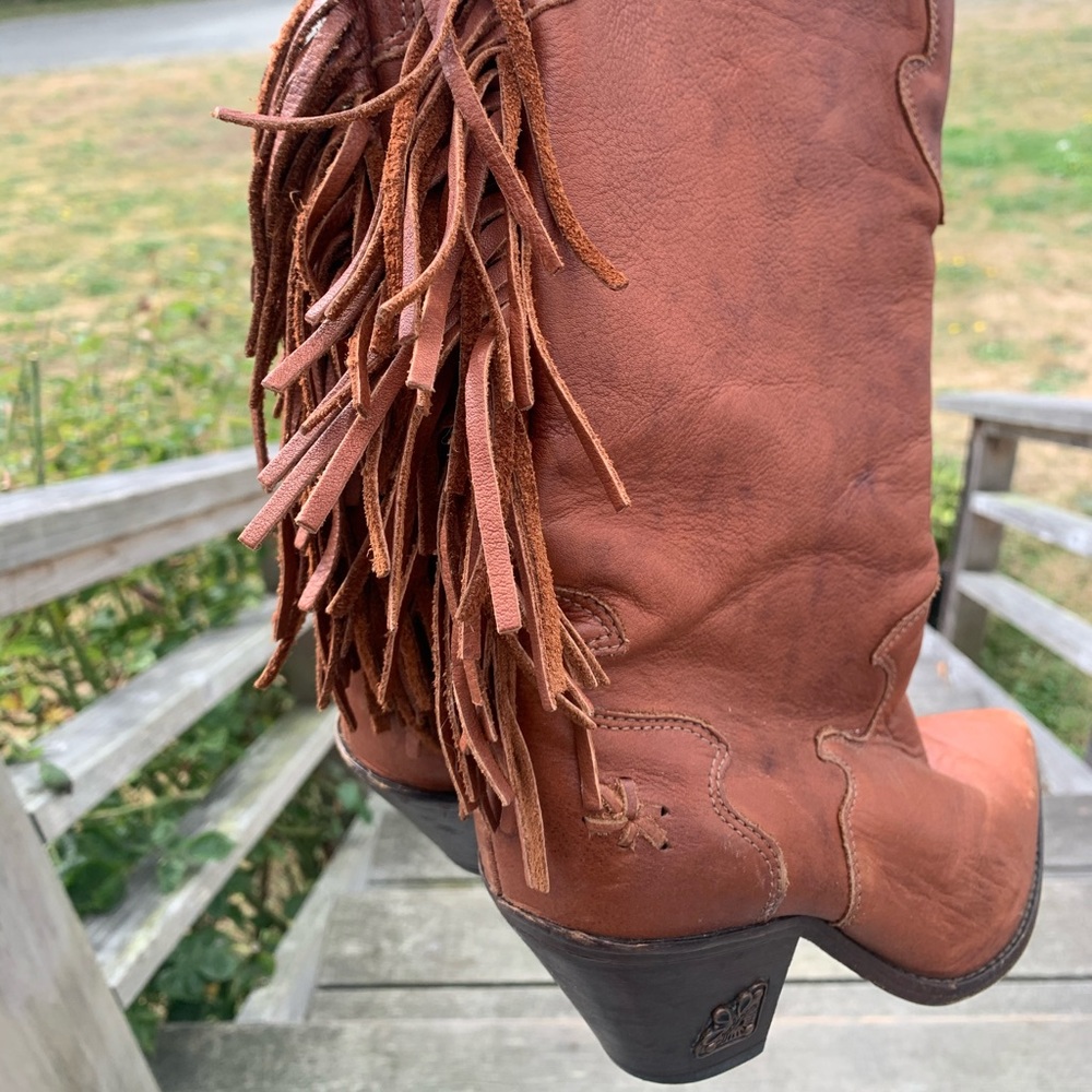 Vintage Zodiac Leather Fringe Cowboy Boots